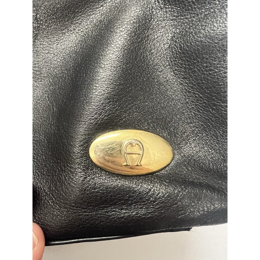 Vintage Genuine Leather Crossbody Purse By Etienne Aigner Black Classic Handbag - Picture 2 of 10